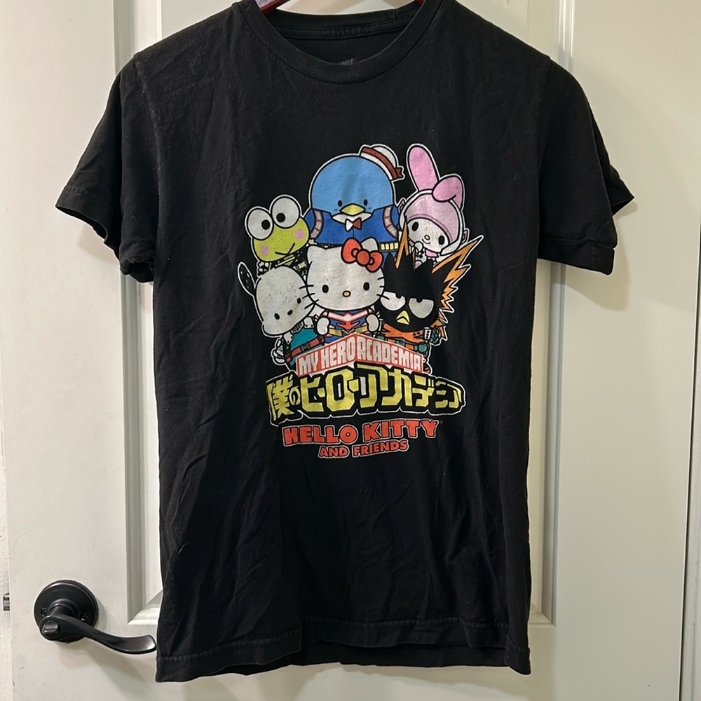 HELLO KITTY AND FRIENDS My Hero Academia Black Tee, Sz S